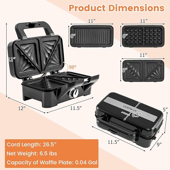 COSTWAY 1200W Waffle Maker