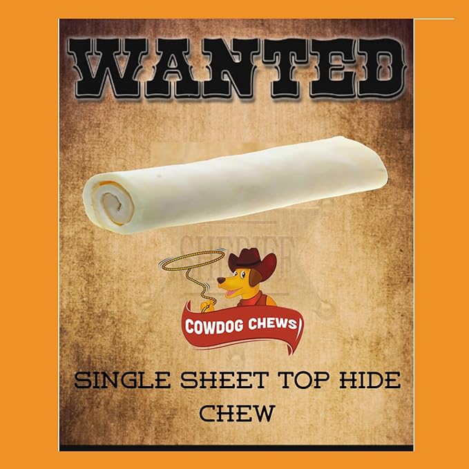 Cowdog Chews Beefhide Roll (7-8 inch) Long Lasting Dog Treat Bone, Great for Dental Health and Aggressive Chewers (40 Count)