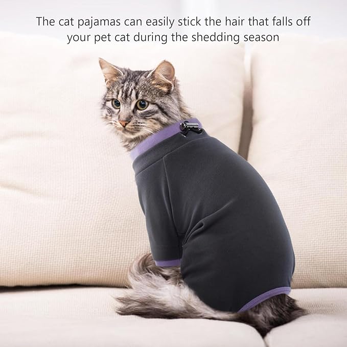 Sticky Cat Clothes Stretchy, Sphynx Hairless Sweater & Pajamas for Cats only, Soft Cat Onesie for Cats After Surgery Female Male & Hair Loss Prevention, Black L