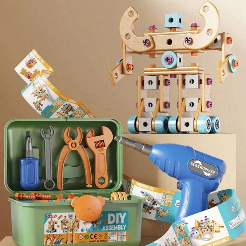 126-Piece Creative Wooden Construction & Tool Set  Early Education Pretend Play Toy