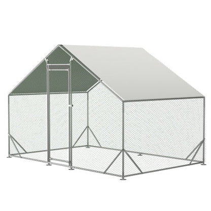 Large Metal Chicken Coop, Walk-in Chicken Run,Galvanized Wire Poultry Chicken Hen Pen Cage, Rabbits Duck Cages With Waterproof And Anti-Ultraviolet Cover For Outside