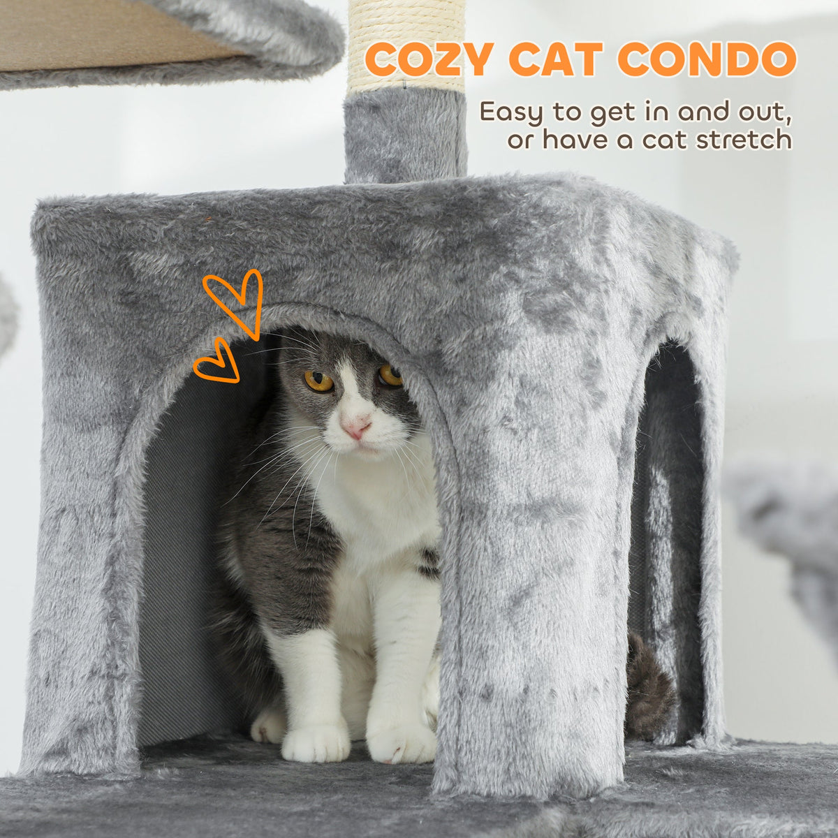 69" Cat Tree, Multi-Level Cat Tower with 2 Condos and 3 Hammocks, 8 Scratching Posts, for Multiple Cats, Dark Gray