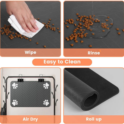 Pet Feeding Mat Absorbent Pet Placemat For Food And Water Bowl With Waterproof Rubber Backing Quick Dry Water Dispenser Mat For Dog And Cat