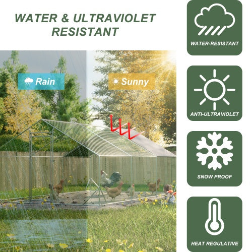 Large Metal Chicken Coop, Walk-in Chicken Run,Galvanized Wire Poultry Chicken Hen Pen Cage, Rabbits Duck Cages With Waterproof And Anti-Ultraviolet Cover For Outside10 L X 20W X 6.56H