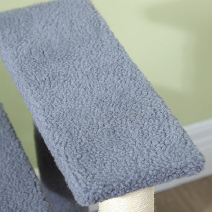 4 Levels Cat Steps with Scratching Posts for High Bed, Sofa, Gray