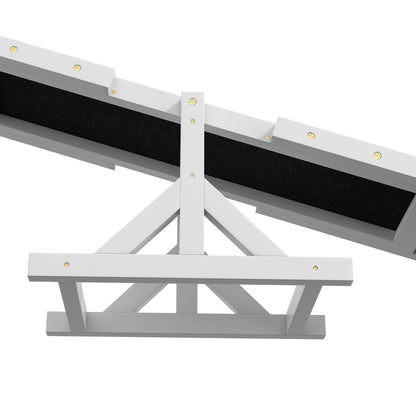 Wooden Dog Agility Seesaw for Training and Exercise, White