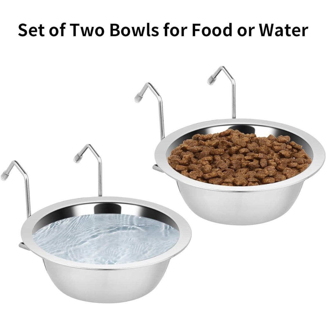 2PCS Kennel Water Bowl Hanging,Stainless Steel Puppy Bowls For Small Dog Cage,Kennel, Crate, Catio Accessories,Dog Crate Water Bowl Dish Feeder Food Holder No Spill
