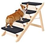 Dog Stairs/Ramp for Bed, Wooden Convertible Pet Steps, Portable Dog Ladder Up to 180 Pound for Elderly/Short-Legged Dogs, 4 Steps for Beds, Couch, Cars