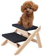 Dog Stairs/Ramp for Bed, Wooden Convertible Pet Steps, Portable Dog Ladder Up to 180 Pound for Elderly/Short-Legged Dogs, 2 Steps for Beds, Couch, Cars