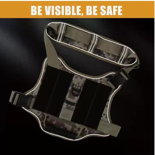 USLOCAL Tactical Service Dog Harness With Control Handle No Pulling Adjustable Reflective Pet Vest Harness Easy Walking Training