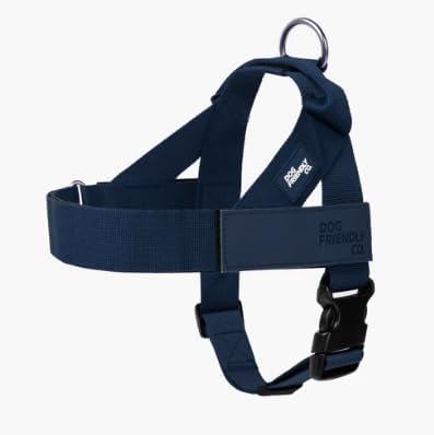 Dog Friendly Co. Dog Harness, No Pull Design (Navy, XXSmall) | One Click Buckle, Chafe Resistant Webbing, Adjustable Neck & Chest, and Heavy Duty D-Ring, Sturdy Comfortable and Easy to Use