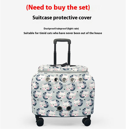 Cat Bag Portable Pet Trolley Bag Space Capsule Transparent Cat Luggage