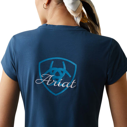 Ariat Women's Logo Script T-Shirt, Deep Petroleum