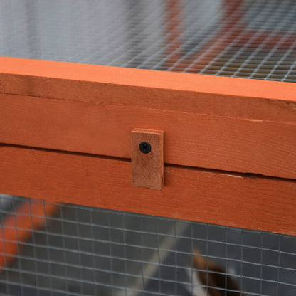 Large Wooden Rabbit Hutch Small Animal Habitat Enclosure Outdoor Run and Lockable Doors - Natural