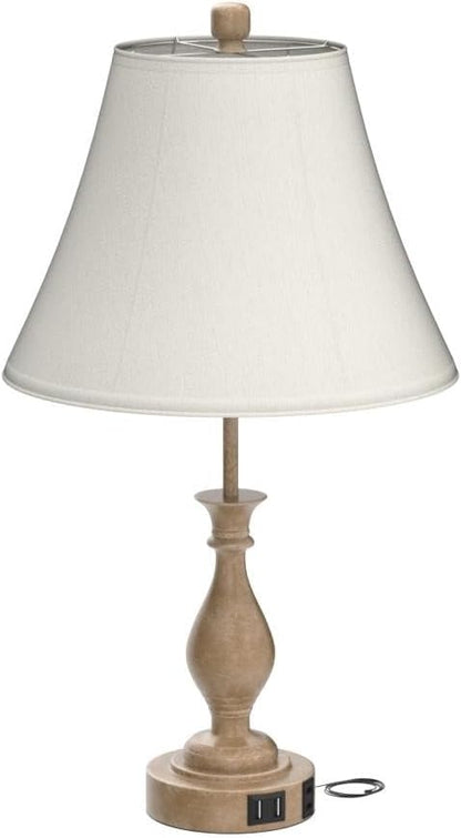 Farmhouse Table Lamp Touch Control 3-Way Dimmable Table Lamp, Modern Nightstand Lamp with 2 USB Port Bedside Desk Lamp with Fabric Shade for Living Room Bedroom Hotel (Pack 1-Beige Shade)