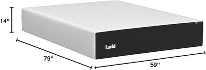 Lucid 14 Inch Memory Foam Mattress - Medium Plush Feel - Infused with Refreshing Bamboo Charcoal and Cooling Gel - Bed in a Box - Temperature Regulating - Pressure Relief - Breathable - Queen Size