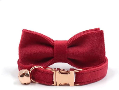 Personalized Cat Collar with Bells,Velvet Customized Small Cat Collar with Name Tag,Pet Collar with Name Phone Number Engraved ID Tags for Boy and Girl Kitten Cats (Red)