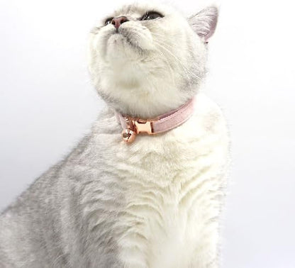 Pink Personalized Cat Collar with Name Tag & Bells Optional Bow-tie Cute Cat Collars for Girls Cats, Soft Durable Custom Kitten Collars for Small Large Cats(Pink)