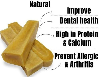 Pets Plus Himalayan Yak Chews for Dogs – 6 Inch, Medium Size, 8oz, 3-Pack – Long-Lasting Natural Dog Chews, Grain-Free, Odorless, High Protein Treats