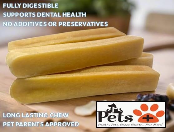 Pets Plus Himalayan Yak Chews for Dogs – 6 Inch, Medium Size, 8oz, 3-Pack – Long-Lasting Natural Dog Chews, Grain-Free, Odorless, High Protein Treats
