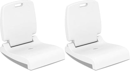 Goplus Poolside Chair for Edge of Pool, Foldable Portable Flip Seat w/Back Support & 2 Handles, Lightweight Outdoor Camping Chair for Stadium, Tailgating, Fishing, Boats, Beach (White, 2 Packs)
