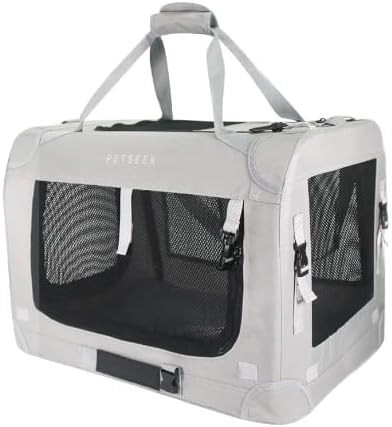 Extra Large Cat Carrier Soft Sided, Portable Small Dog Carrier for 2 Cats, 24"x16.5"x16" Car Travel Folding Comfortable Design, Grey with 2 Cover