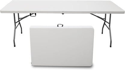 Plainsity 8ft Folding Table, Foldable Table with Foldable, Easy to Carry, for Family Gatherings, Outdoor Gatherings, Indoor
