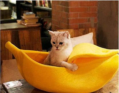 · Petgrow · Cute Banana Cat Bed House Extra Large Size, Christmas Soft Cat Cuddle Bed, Lovely Pet Supplies for Cats Kittens Rabbit Small Dogs, Yellow