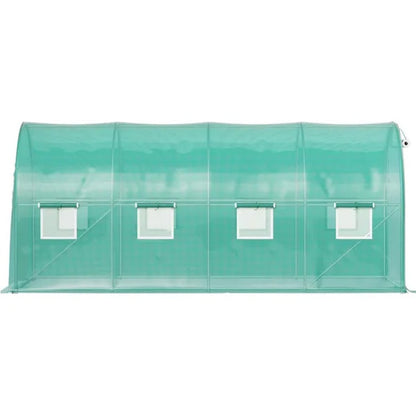VEVOR Walk-in Tunnel Greenhouse, 14.8 X 6.6 X 6.6 Ft Portable Plant Hot House W  Galvanized Steel Hoops, 1 Top Beam, Diagonal Poles, Zippered Door   8 Roll-up Windows, Green