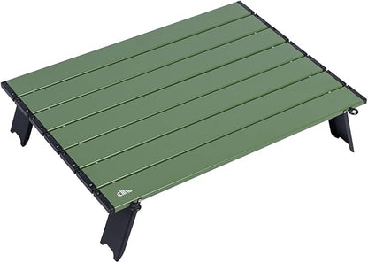iClimb Ultralight Compact Mini Beach Picnic Folding Alu. Table with Carry Bag, Two Size (Green, L)