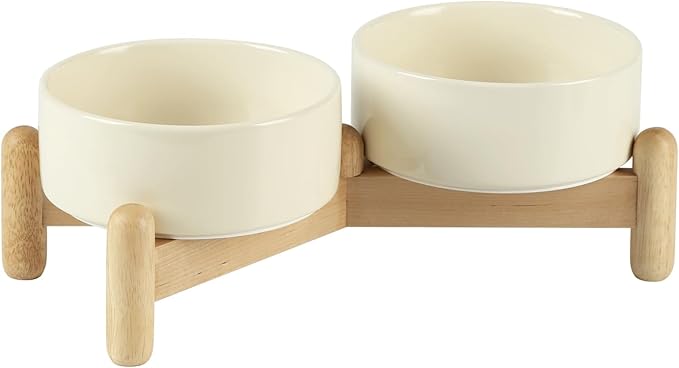 Ceramic 5.1inch Raised Double Bowls Set