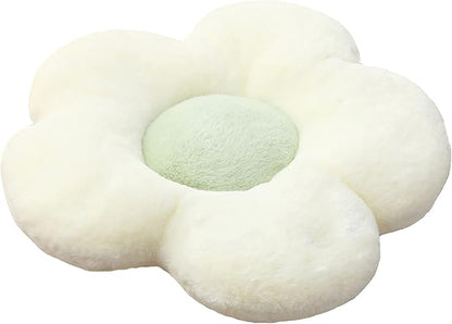 YILANLAN Cute Flower Cushion Plush Floor Pillow Casual Comfortable Pillow Office Living Room Bed Decoration Cushion Simple Room Decoration (60cm, White)