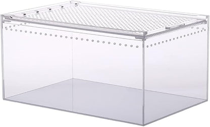 NANEEZOO Magnetic Large Enclosure 2.5 Gallon 12 x 8 x 6 Inch Reptile Breeding Box Terrarium Cage for Insect Tarantulas Amphibians Caterpillars Snail Clear Reptile Feeding Box
