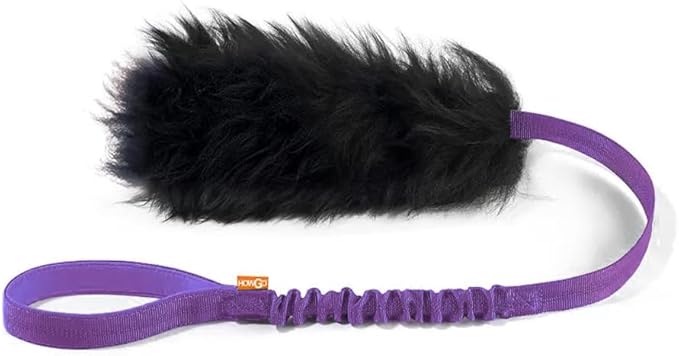 HOWGO Dog Rope Toy,Dog Bungee Chaser Toy 100% Sheepskin,Sheep Smell Tug Toy for All Breeds (Purple, Long Without Ball)