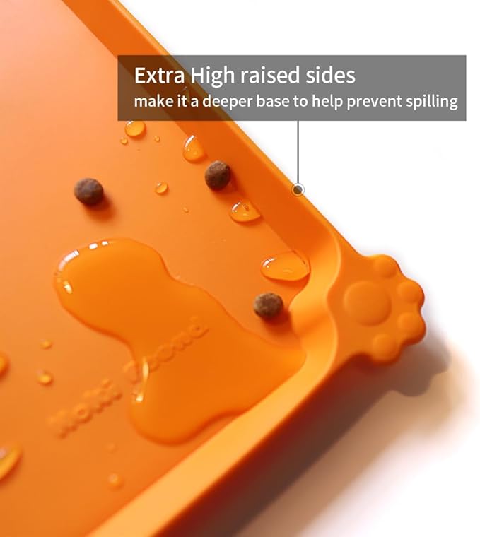 Hoki Found L Silicone Non Slip Pet Dog Cat Bowl Mats - Placemat - Feeding Mat - Waterproof - For Carpet - Orange
