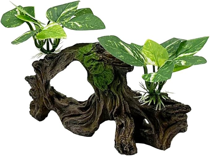 Smoothedo-Pets Fish Tank Decorations Aquarium Decor Ornaments Betta Silk Leaf pad Hammock Artifical Driftwood Cave Goldfish Bowl Accessories (Type-H)