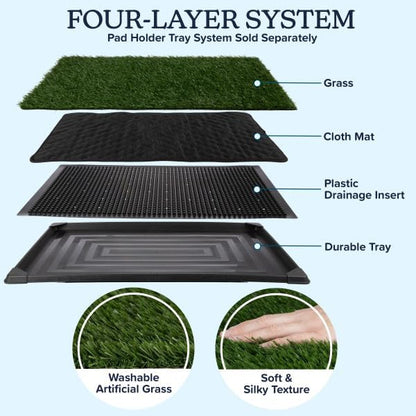 PETMAKER Artificial Grass Puppy Pee Pad for Dogs, Set of 3, 35.5” x 23.5” | Reusable Turf Pads for Small to Medium Dogs, Indoor and Outdoor Fake Grass Potty, Pet Housebreaking Supplies