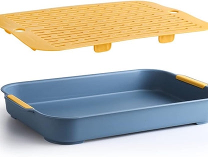 Gigicloud Rabbit Litter Box with Grate, 10.5 x 7.2 Inch Guinea Pig Litter Pan Anti-turnover Pet Toilet Potty Trainer Corner Guinea Pig Training Pan Cage with Toilet Tray For Rabbit Chinchilla Guinea
