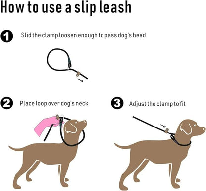 lynxking Dog Leash Slip Lead 5 6 8 FT Dog Training Leash Strong Heavy Duty Braided No Pull Training Lead Leashes for Small Medium Large Dogs