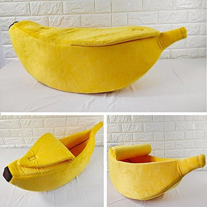 · Petgrow · Cute Banana Cat Bed House Extra Large Size, Christmas Soft Cat Cuddle Bed, Lovely Pet Supplies for Cats Kittens Rabbit Small Dogs, Yellow