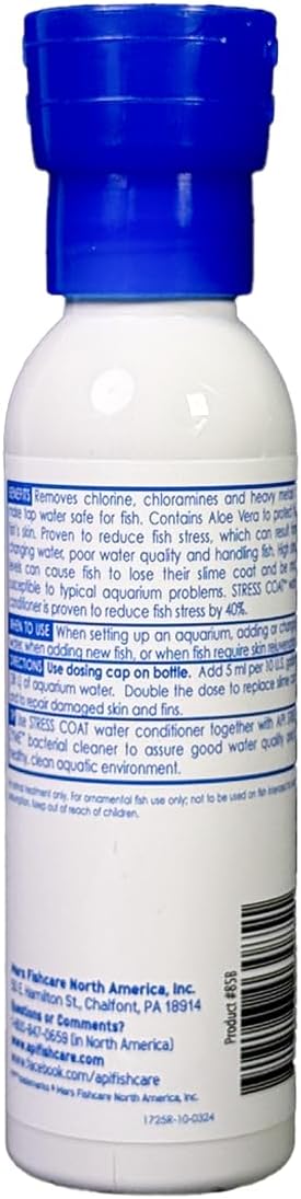 API STRESS COAT Aquarium Water Conditioner 4-Ounce Bottle (85B)