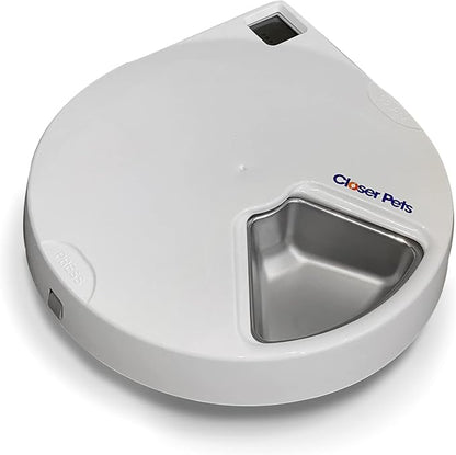 Closer Pets C500 Five-Meal Automatic Pet Feeder with Stainless Steel Bowls