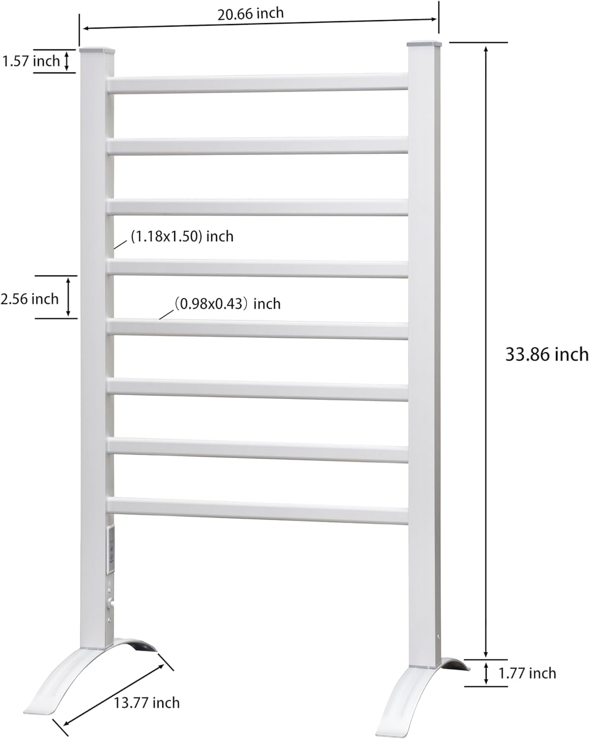 KEG Towel Warmer 8 Bars for Bathroom Freestanding or Wall Mounted Bath Towel Heater Plug-in with Built-in Timer Silver