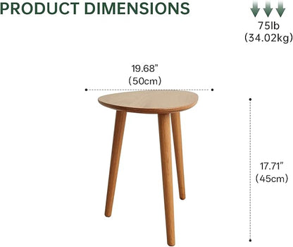Vadisun Small Oval Coffee Table, 19.7" Mid Century Modern End Table for Living Room, 100% Solid Oak Wood Center Table, Side Table (Original Wood Color, 19.68" Wx13.38 Dx17.71 H)