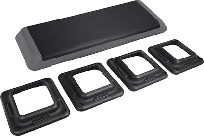ZENY 43'' Exercise Aerobic Step Platform, Adjustable Fitness Stepper with 4 Stackable Risers, Aerobics Stepper Workout Stepper for Home Gym Cardio Strength & Training