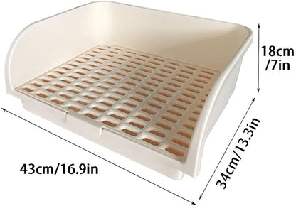 Hamiledyi Large Rabbit Litter Box Corner Bedding Box Chinchilla Toilet Trainer Square Potty Pet Pan for Adult Guinea Pig, Galesaur.Ferret and Other Animals (White)