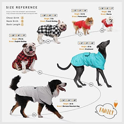 PAWZ Road Dog Winter Coat with 5 Layers Warm Material, Reversible Dog Clothes with 2 Sides, Dog Jacket Outdoor Water Repellent, (Light Beige Plaid 2XL)