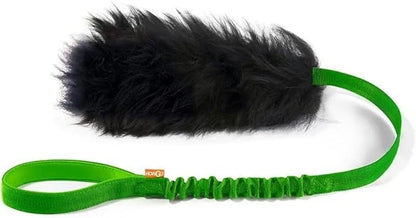 HOWGO Dog Rope Toy,Dog Bungee Chaser Toy 100% Sheepskin,Sheep Smell Tug Toy for All Breeds (Green, Long Without Ball)