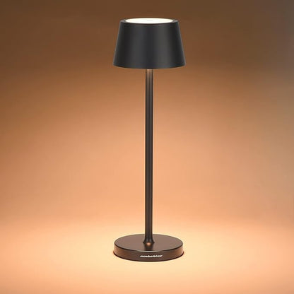 Rechargeable LED Desk Lamp Cordless,with IP54 Waterproof Function and Touch Dimming Table Lamps,Suitable for Indoor and Patio Lighting Black