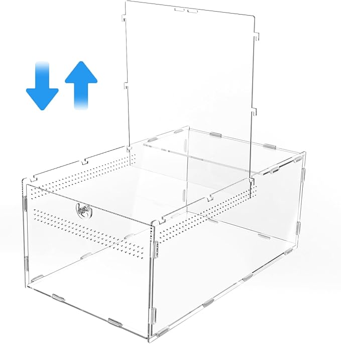 REPTI ZOO Large Tarantula Enclosure Spider Enclosure 14" X 8" X 6", 2 in 1 Acrylic Aboreal Breeding Box for Mantis Snail or Terrestrial Breeding Box for Cricket Jumping Spiders Tarantula